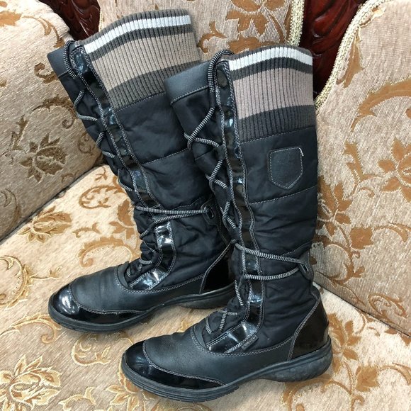 Lace-Up Knee High Patent & Leather Aldo Rain Boots - Picture 7 of 16